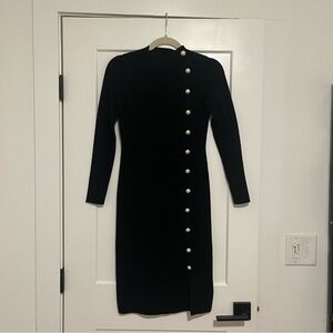 Elegant Black Button-Detail Dress